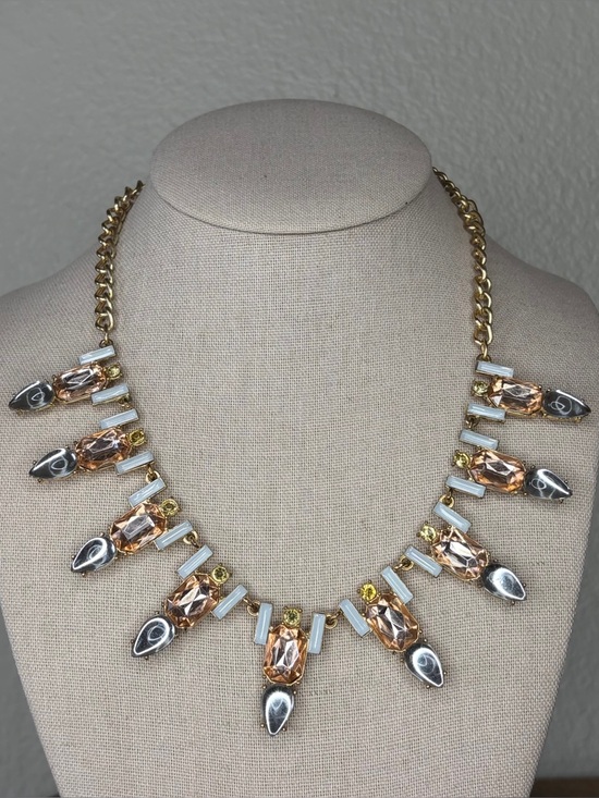 Fashion Jewelry Jewelry - Stunning Gold Tone Champagne Rhinestone Statement Bib Necklace